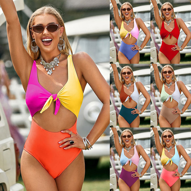 Damen Triangel-Bikini-Set mit verstellbarem Knotendesign Drune