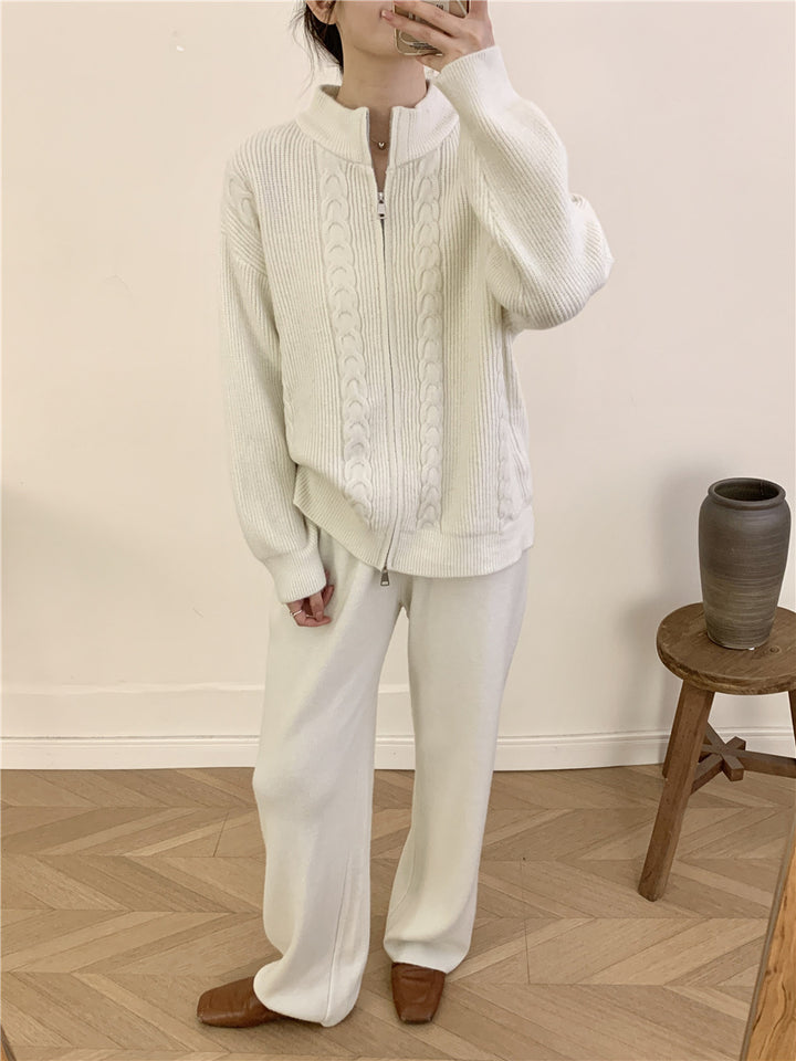 Damen Strickpullover mit hoher Kragen und Reißverschluss Drune