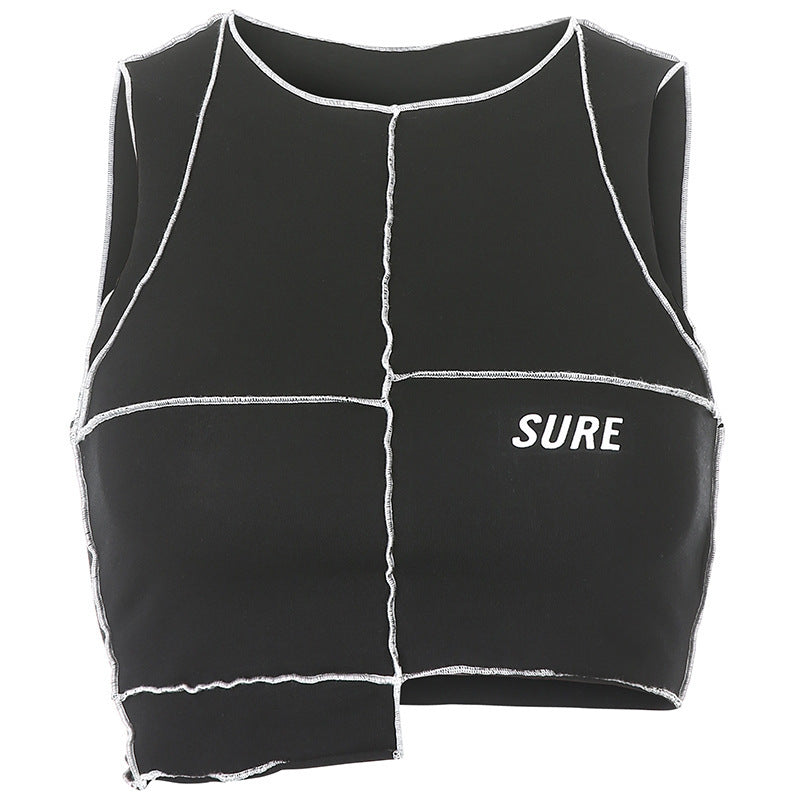 Damen Crop-Top mit kreativem Schnitt und kontrastierenden Nähten Drune