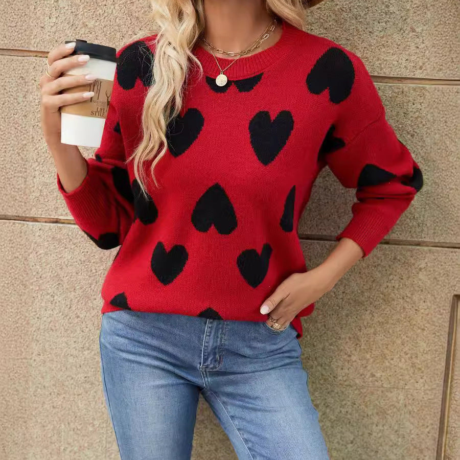 Damen Pullover mit Herzmuster Drune