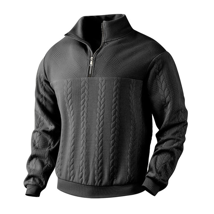 Herren Sweatshirt mit halbhohem Reißverschluss und strukturiertem Design Drune