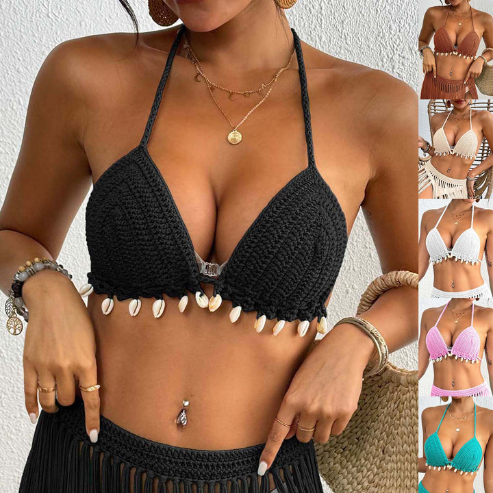 Damen gehäkelter Bikini-Oberteil mit Muschelverzierungen Drune