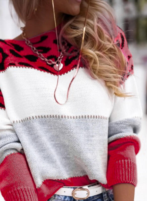 Damen modischer Pullover mit grafischem Tiermuster und strukturiertem Design Drune