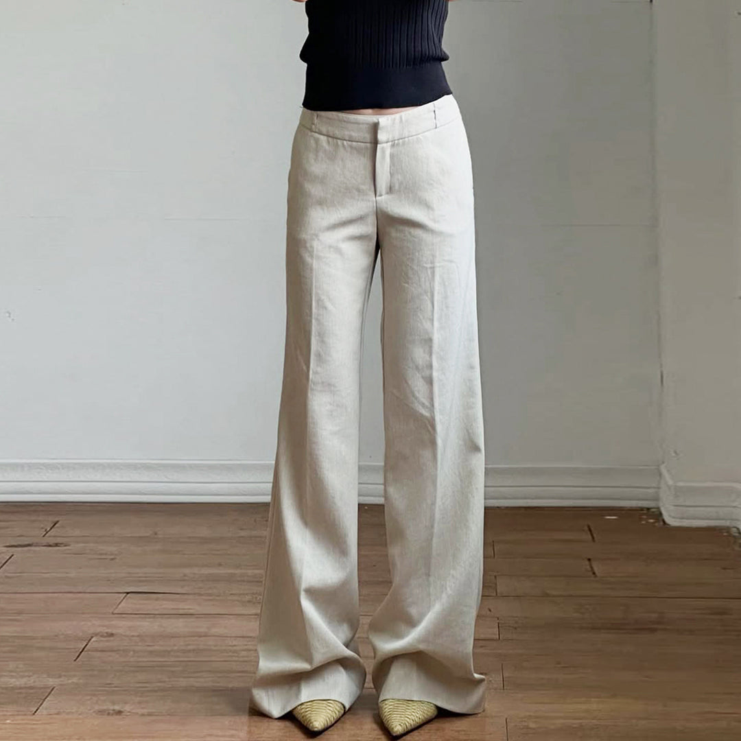 Damen weite Business-Hose mit hohem Bund und eleganten Taschen Drune