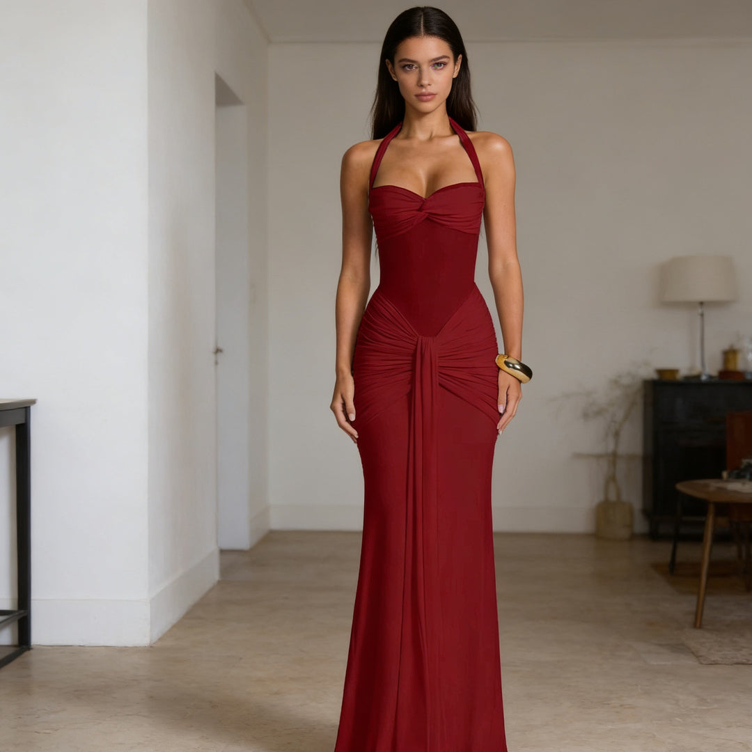 Damen Elegantes Abendkleid mit raffinierten Drapierungen und taillierter Silhouette Drune
