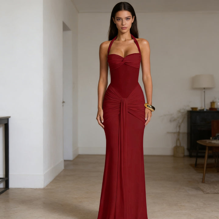 Damen Elegantes Abendkleid mit raffinierten Drapierungen und taillierter Silhouette Drune