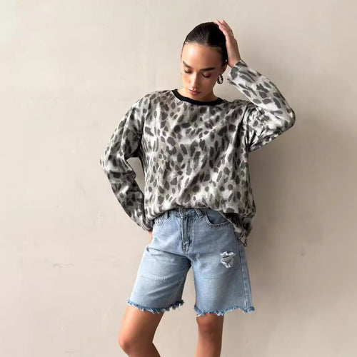Damen lässiger Sweatshirt mit aufregendem Tiermotiv Drune