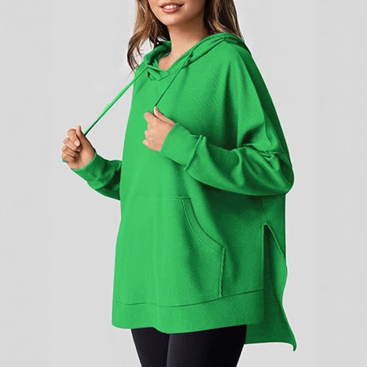 Damen Oversized Kapuzenpullover mit seitlichen Schlitzen und praktischen Taschen Drune