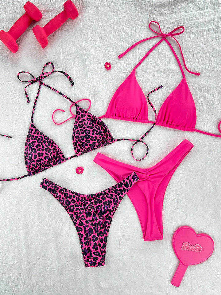 Damen Triangel-Bikini-Set mit floralem und animalischem Muster Drune