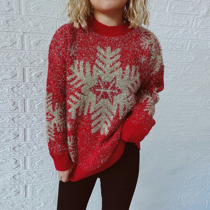 Damen Weihnachts-Pullover mit festlichem Funken-Design und bequemen Schnitt Drune