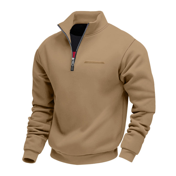 Herren nan komfortabler Halbzip Fleecepullover mit Stehkragen und elastischen Bündchen Drune