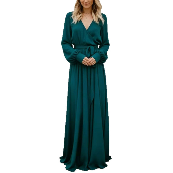 Damen Maxi-Kleid mit tiefem Schlitz und fließendem Stoff Drune