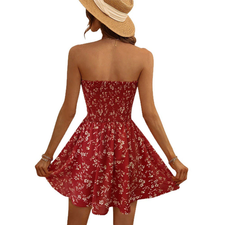 Damen Sommerliches Minikleid mit floralem Design und elastischem Oberteil Drune