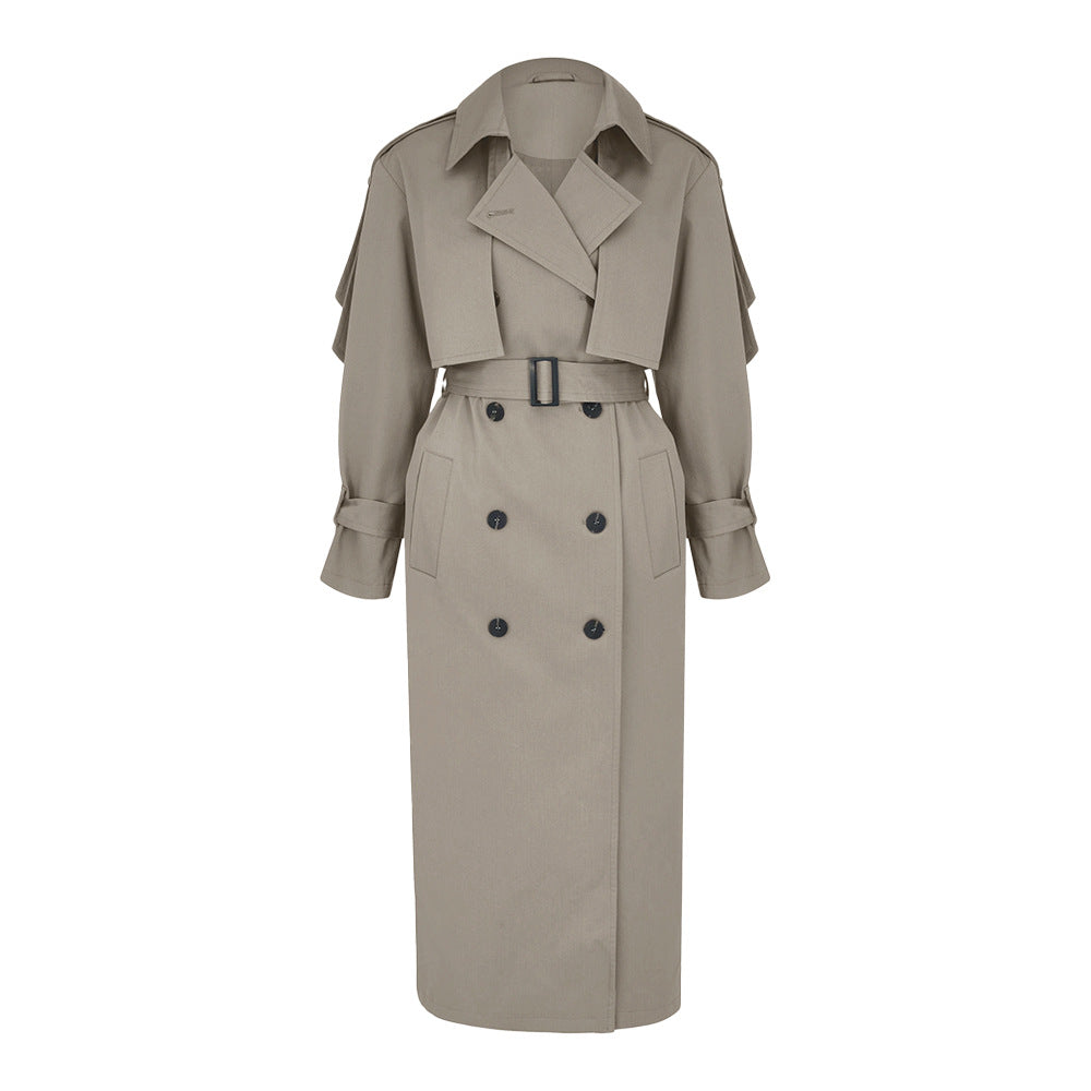 Damen Modischer Trenchcoat mit Gürtel und detailverliebtem Schnitt Drune