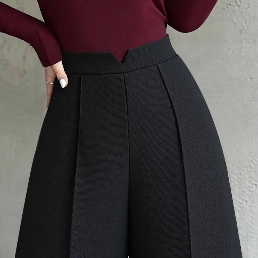 Damen Hochtaillierte Palazzo-Hose mit eleganten Falten Drune