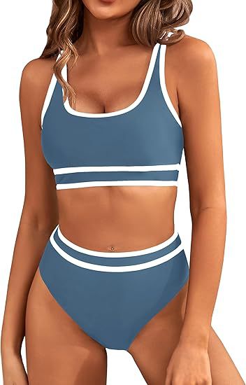 Damen Sportlicher Hochgeschnittener Bikini Drune
