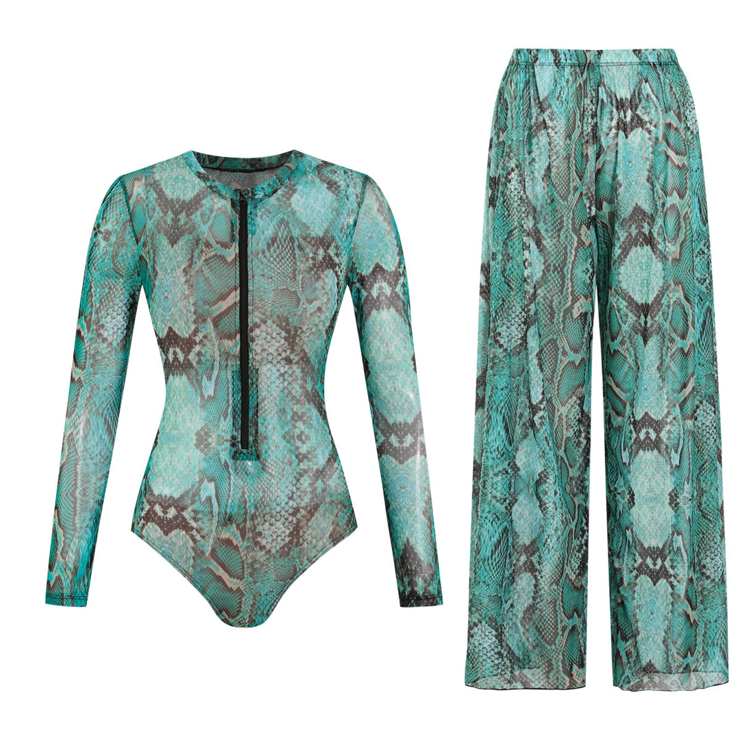 Damen weite Strandhose mit Schlangenmuster Drune