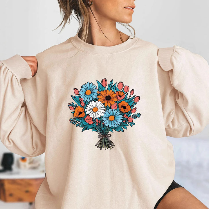 Damen Oversized Sweatshirt mit floralen Grafikdetails Drune