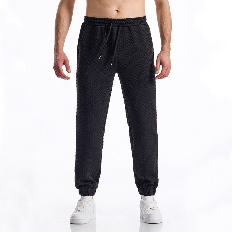 Herren bequeme Freizeithose mit elastischem Bund und Strukturmuster Drune