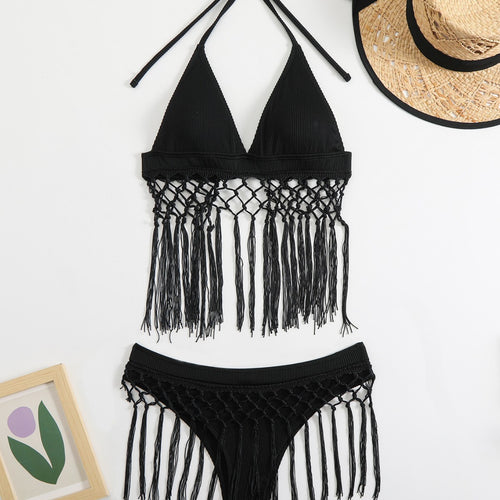 Damen Freizeitsommer-Bikini mit modischen Fransen Drune