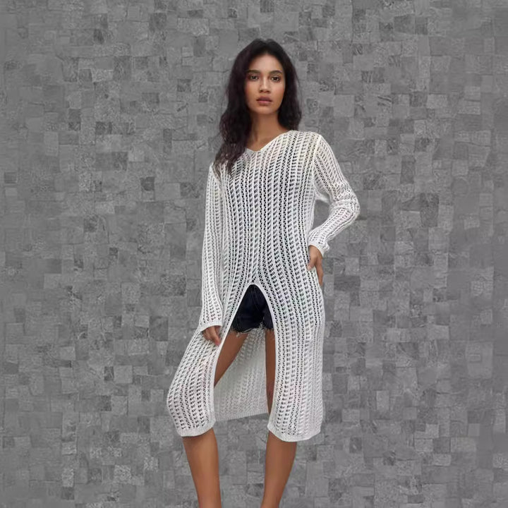 Damen Longpullover mit raffiniertem Netzdesign Drune