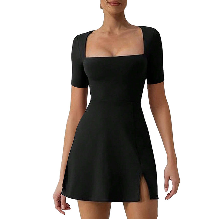 Damen Oversized Sommerkleid mit quadratischem Ausschnitt und seitlichen Schlitzen Drune