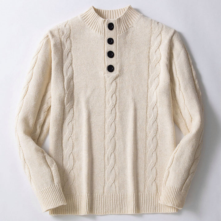 Herren Strickpullover mit modernem Zopfmuster und praktischem Hochauschnitt Drune