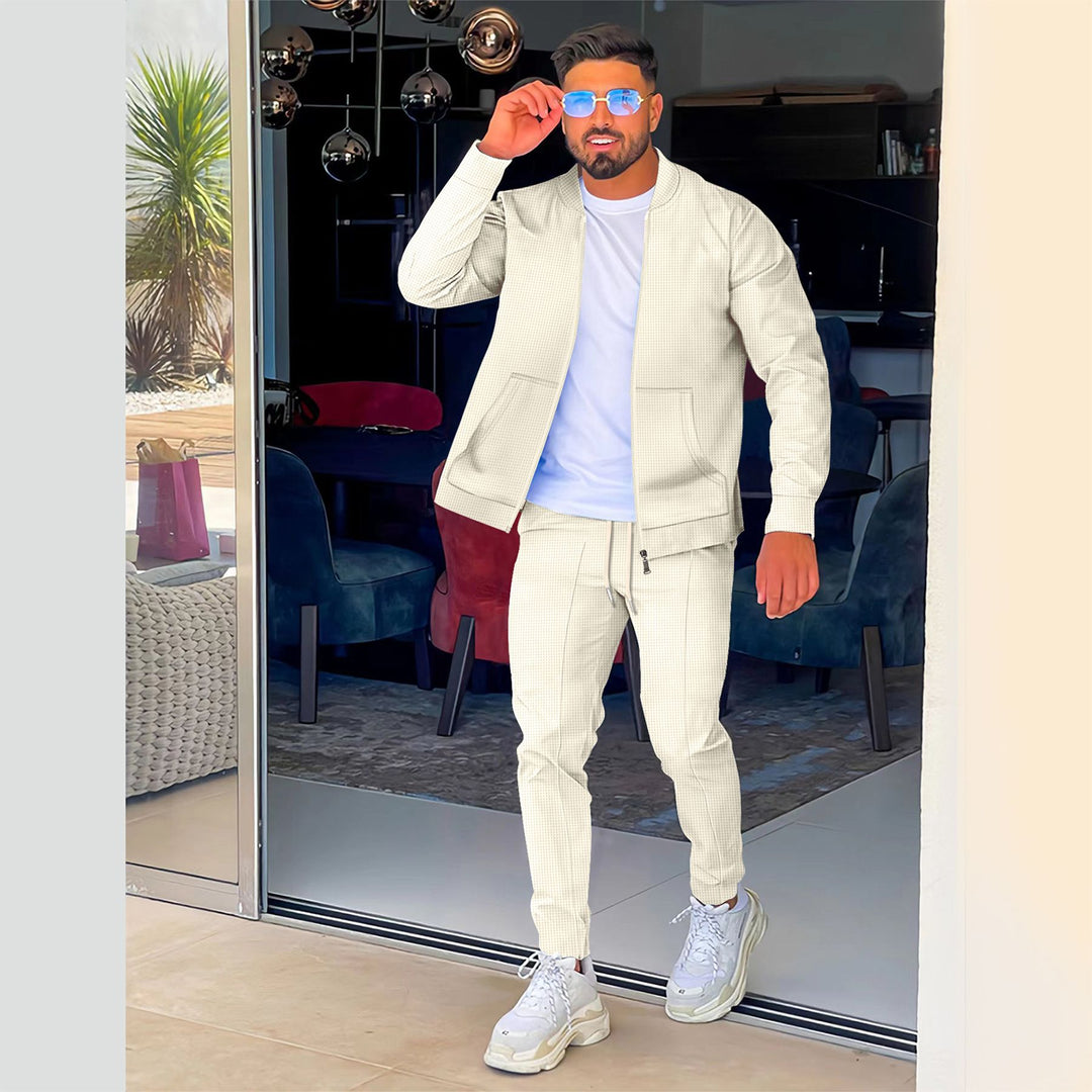 Herren modisches Athleisure Set mit strukturiertem Design und elastischem Bund Drune