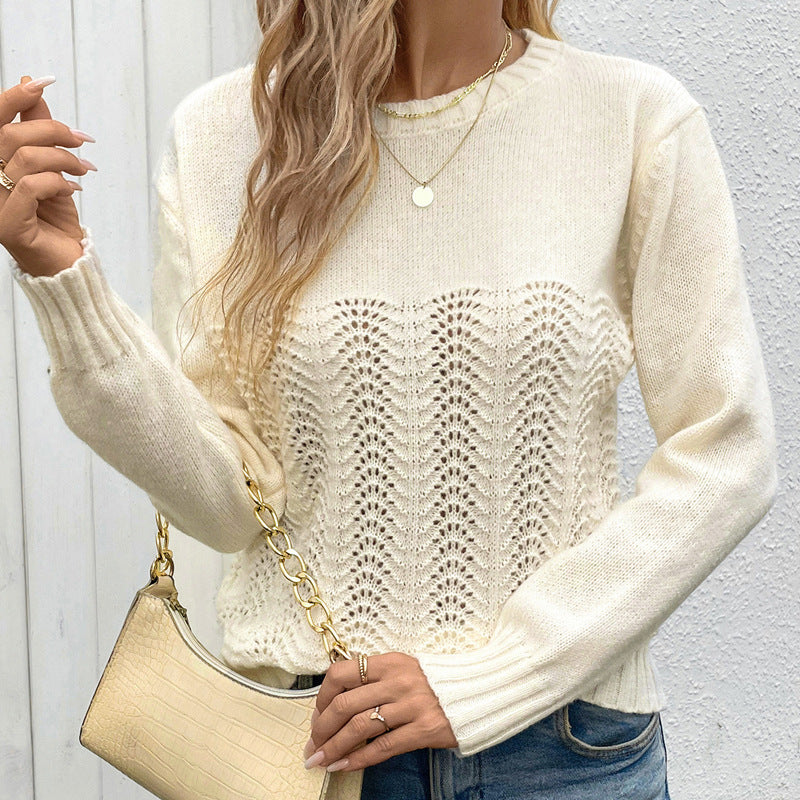 Damen Strickpullover mit elegantem Lochmuster Drune