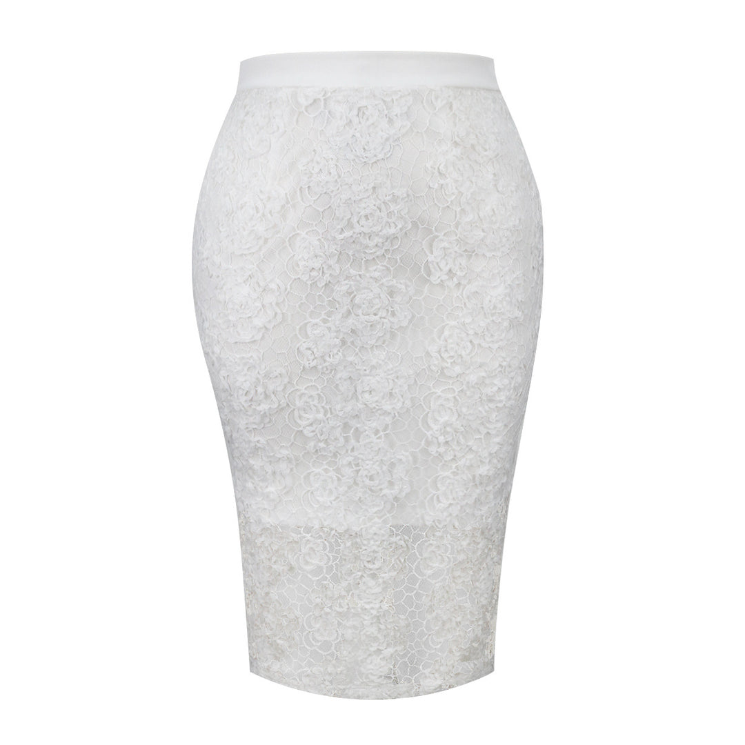Damen Eleganter Spitzenrock mit floralen Akzenten Drune
