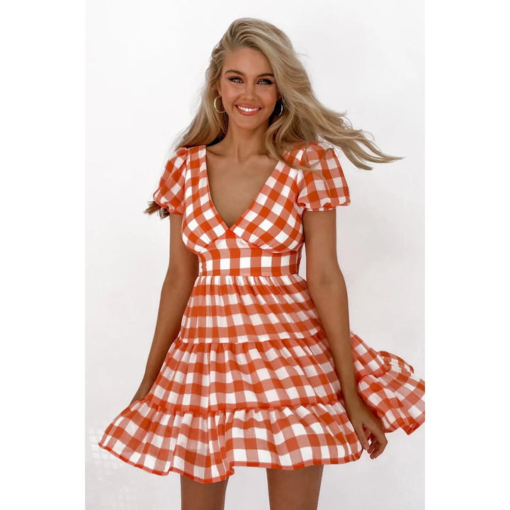 Damen lässiges Freizeitkleid mit voluminösen Puffärmeln und verspieltem Saum Drune