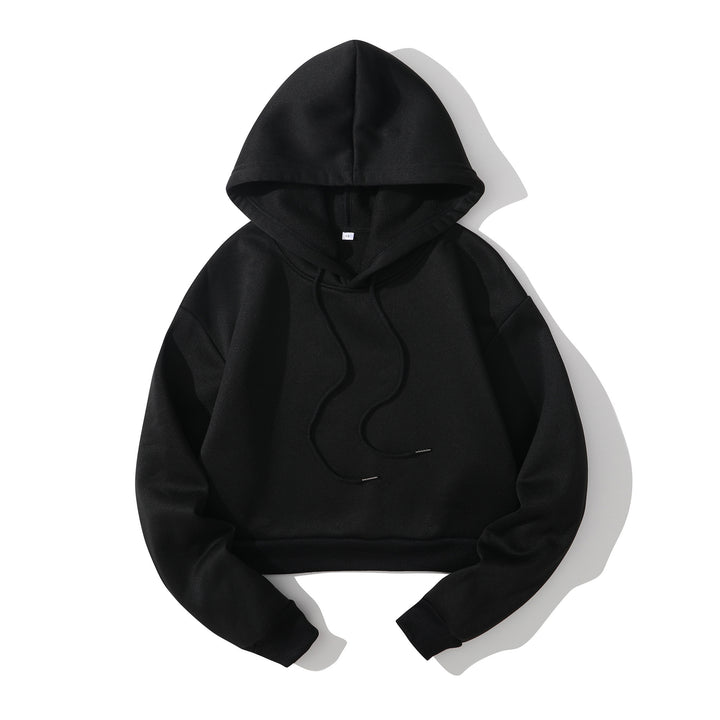Damen nan cropped Kapuzenpullover mit weichem Fleece‑Innenfutter und elastischem Rippbund Drune