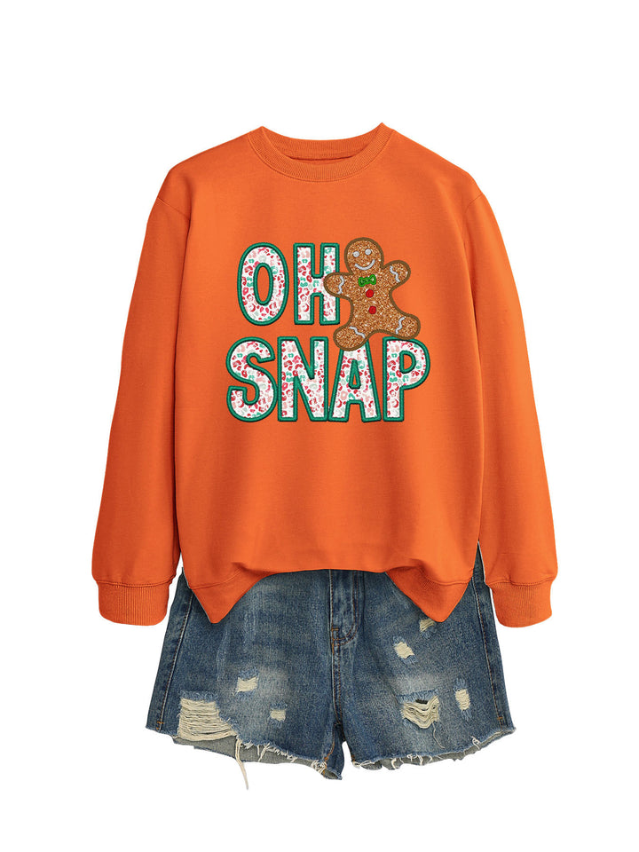 Damen Sweatshirt mit lustigem Lebkuchenmann-Motiv und funkelndem Schriftzug Drune