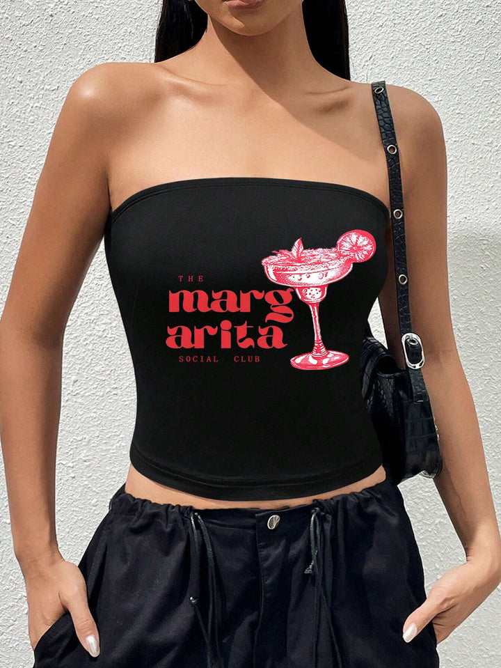 Damen Bandeau-Top mit auffälligem Statement-Aufdruck Drune