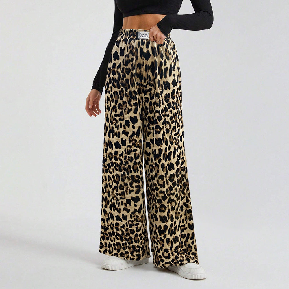 Damen Weite Palazzo-Hose mit tierischem Print und komfortablem Elastikbund Drune