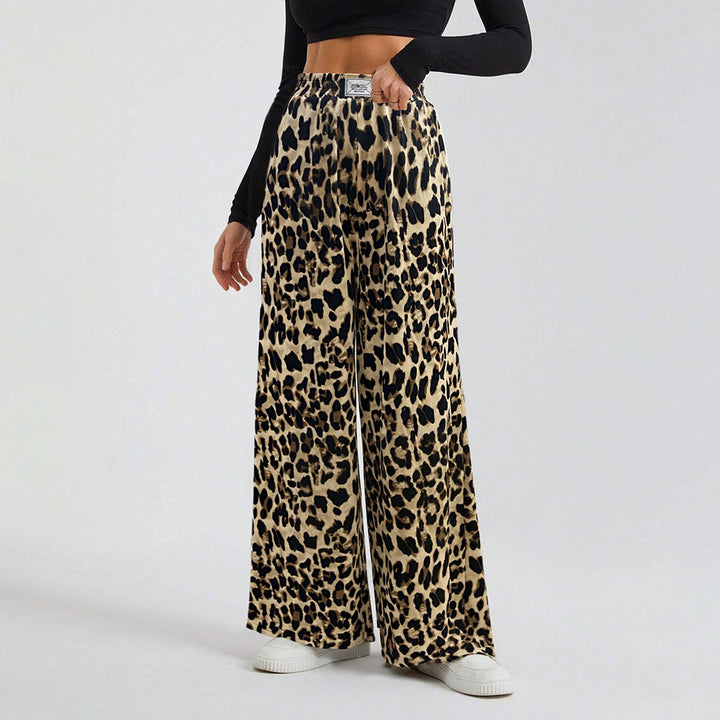 Damen Weite Palazzo-Hose mit tierischem Print und komfortablem Elastikbund Drune