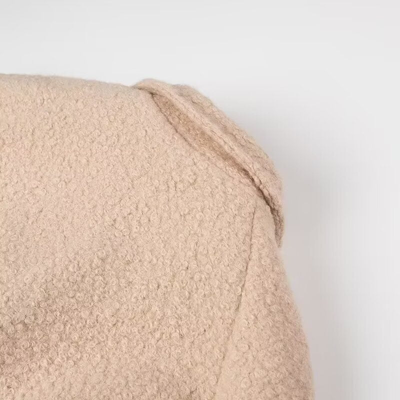 Damen eleganter Wollmantel mit Bindegürtel und stilvollen Knopfdetails Drune