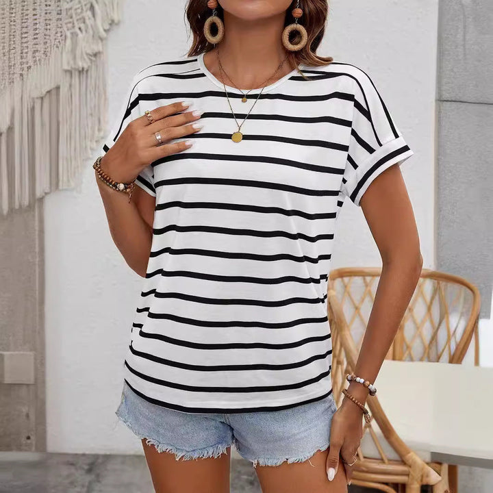 Damen gestreiftes Kurzarm-Shirt Drune