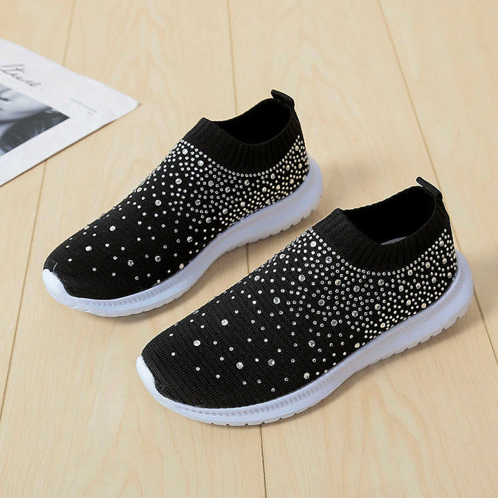 Damen Glitzernde Slip-On Sneaker mit atmungsaktivem Obermaterial und rutschfester Sohle Drune