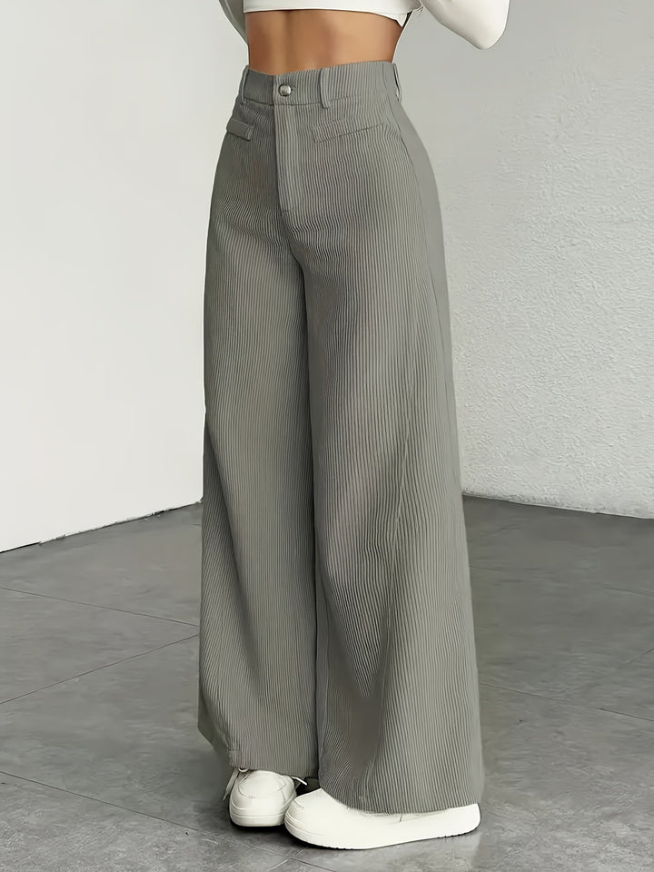 Damen Weite Cordhose mit hohem Bund und langem Schnitt Drune