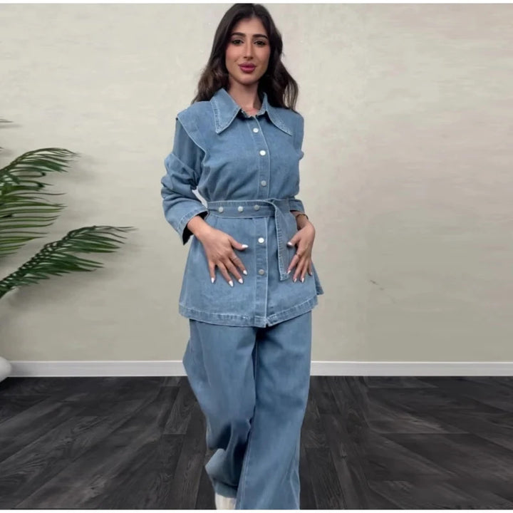 Damen Denimjacke mit Taillengürtel Drune