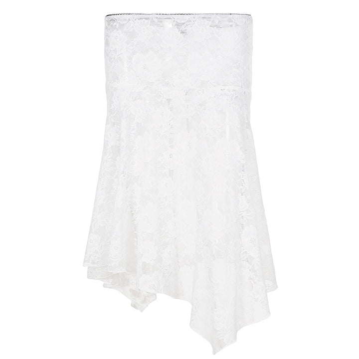 Damen eleganter Spitzenrock mit asymmetrischem Schnitt Drune