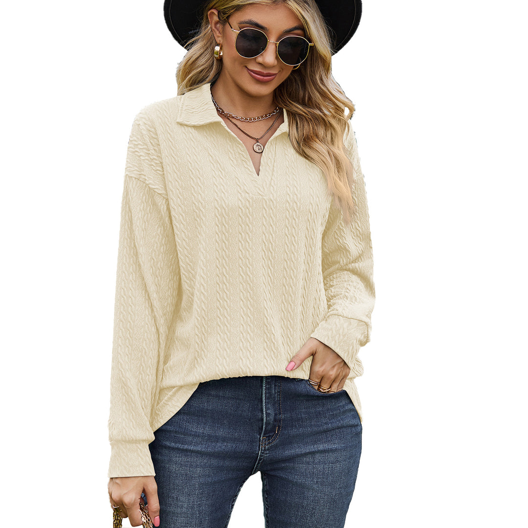 Damen lässiger Pullover mit strukturiertem Kabelmuster Drune