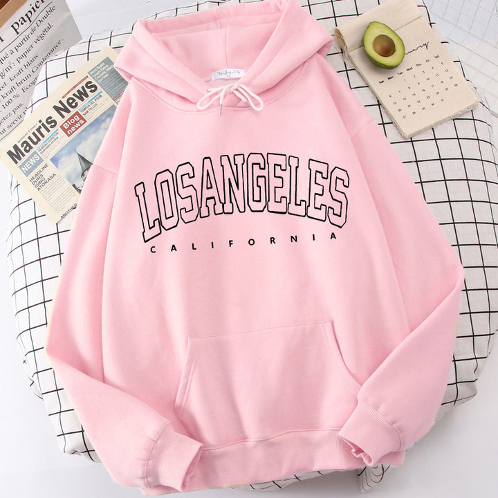 Damen Kapuzenpullover mit modernem Los Angeles Print und weitem Schnitt Drune