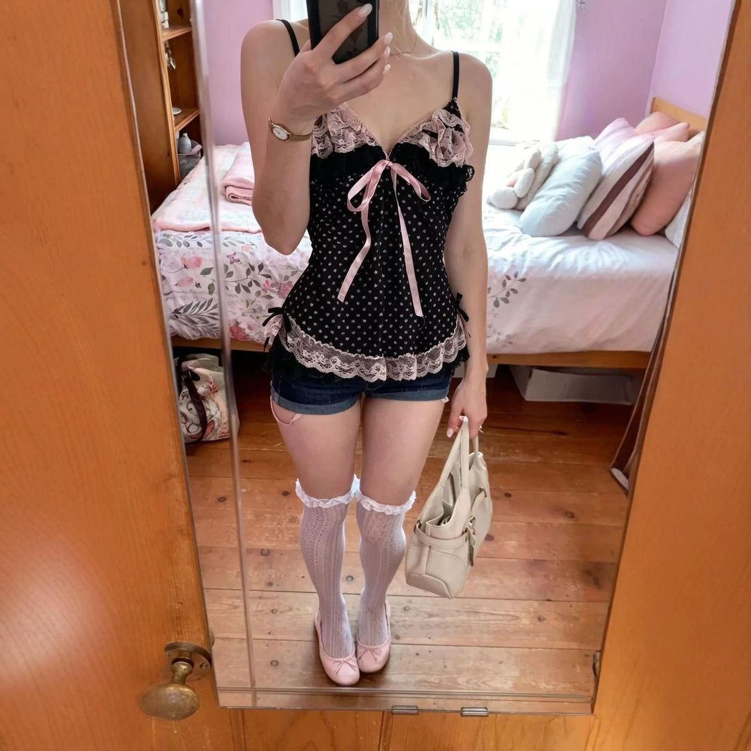 Damen verführerisches Schlafkleid mit Spitzenbesatz und Rüschendetails Drune