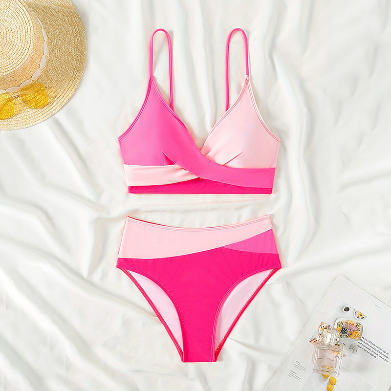 Damen Hochtailliertes Bikini-Set mit elegantem Wickeldesign Drune