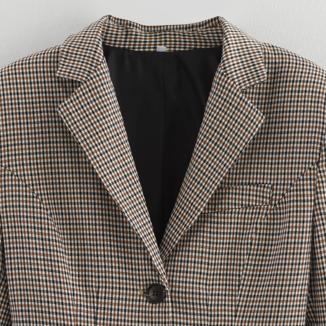 Damen kariertes Blazer Drune