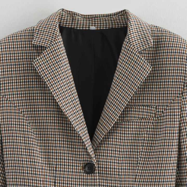 Damen kariertes Blazer Drune