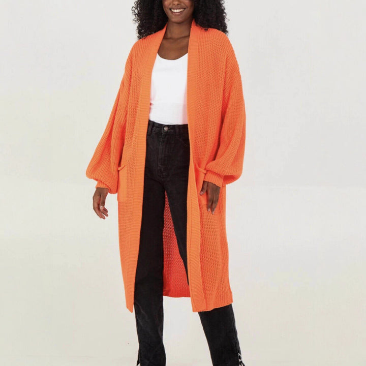 Damen Großer Strickcardigan mit voluminösen Ärmeln und offener Front Drune