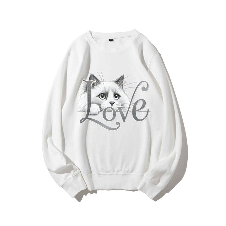 Damen Sweatshirt mit verspieltem Katzenmotiv und lässigem Schnitt Drune